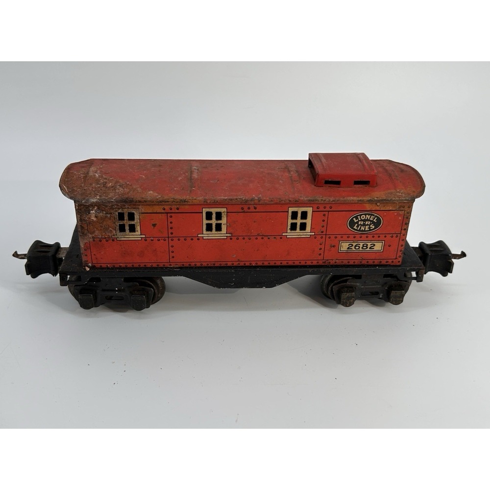 Vintage‎ Lionel Lines Caboose No. 2682 Red Stamped Tin Train Collectible USA